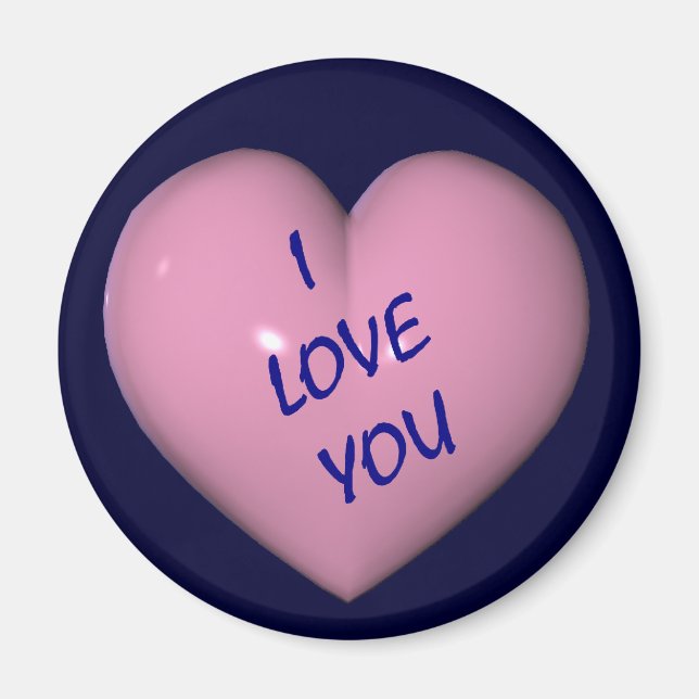 I Love You Pink Heart Magnet (Front)