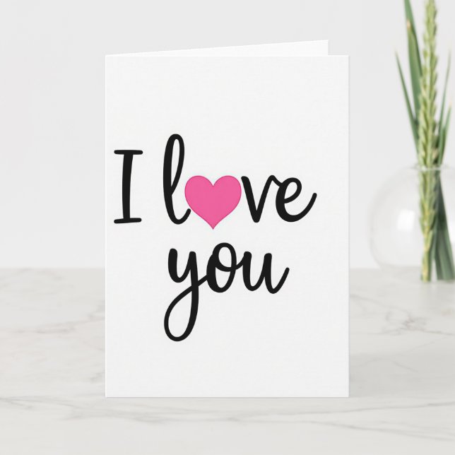 I Love You Pink Heart Matte Card (Front)
