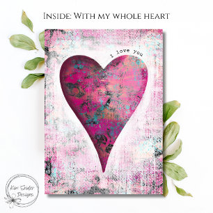 "I Love You" Pink Heart Valentine's Day Card