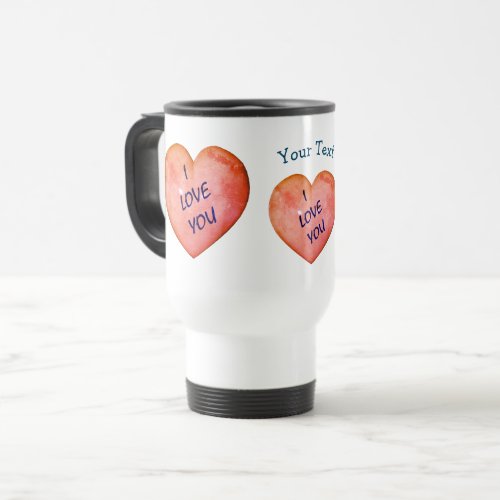 I Love You Pink Hearts Personalized  Travel Mug