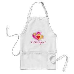 I Love You Pink Hearts Romantic Gift Adult Apron