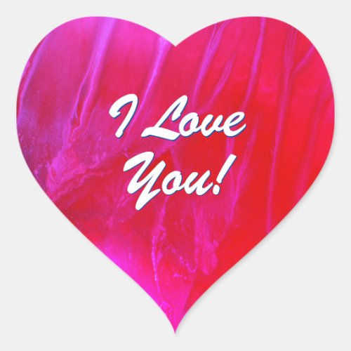 I Love You Pink  Red Heart Sticker