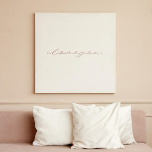 i love you pink rose faux foil minimalist art poster