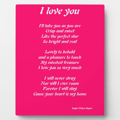 I love you poem plaque