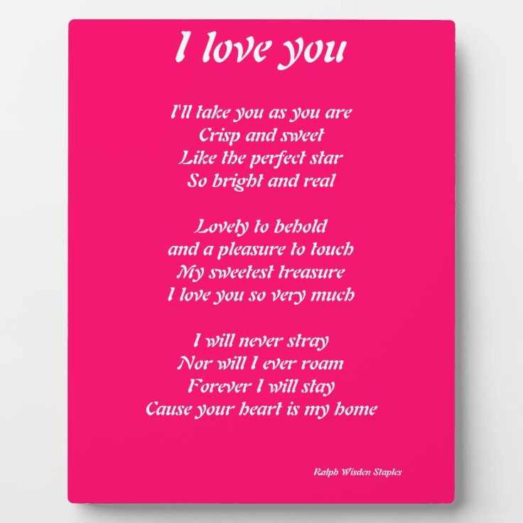 I love you poem plaque | Zazzle