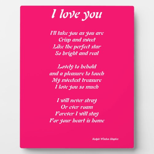 I love you poem plauque plaque