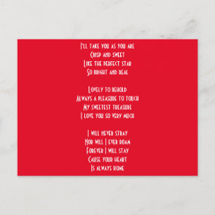 I love you poem postcard