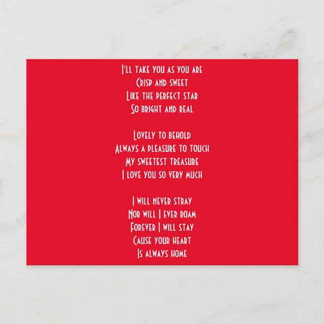 I love you poem postcard (Front)