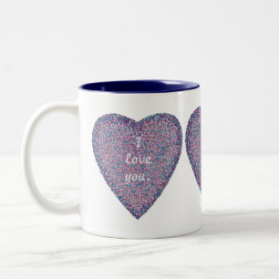 I love you, Pointillism Heart Custom Mugs