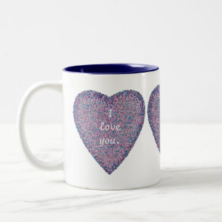 I love you, Pointillism Heart Custom Mugs