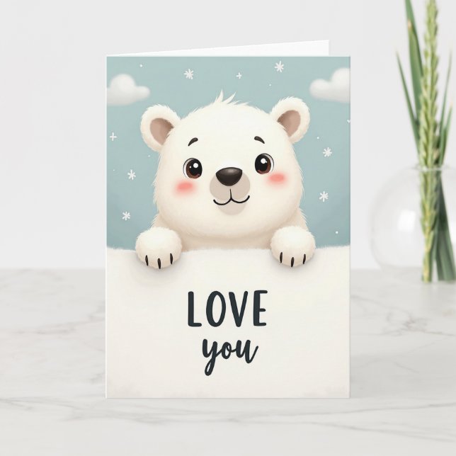 I Love You Polar Bear Card (Front)