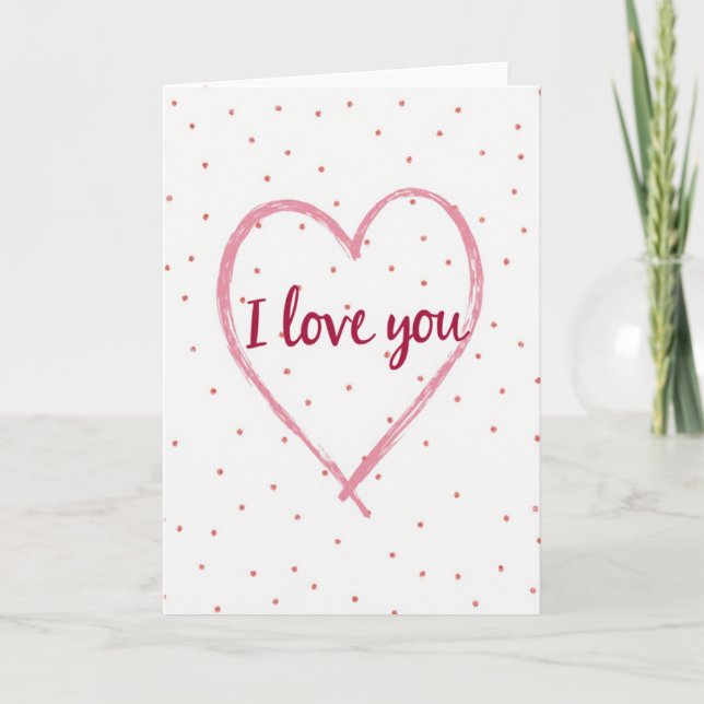 I Love You Polka Dot Heart Card (Front)