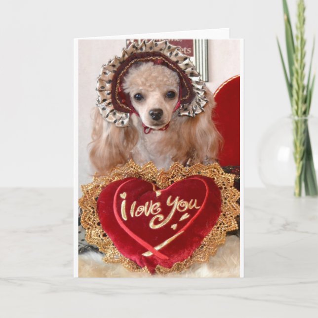 I Love You Poodle Dog Holiday Card (Front)