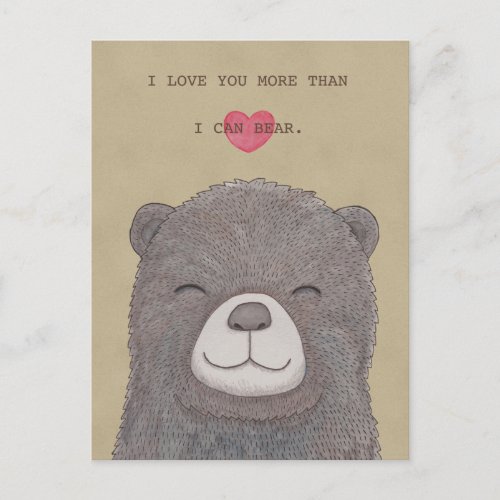 I love you postcard Cute Bear Love Heart Postcard