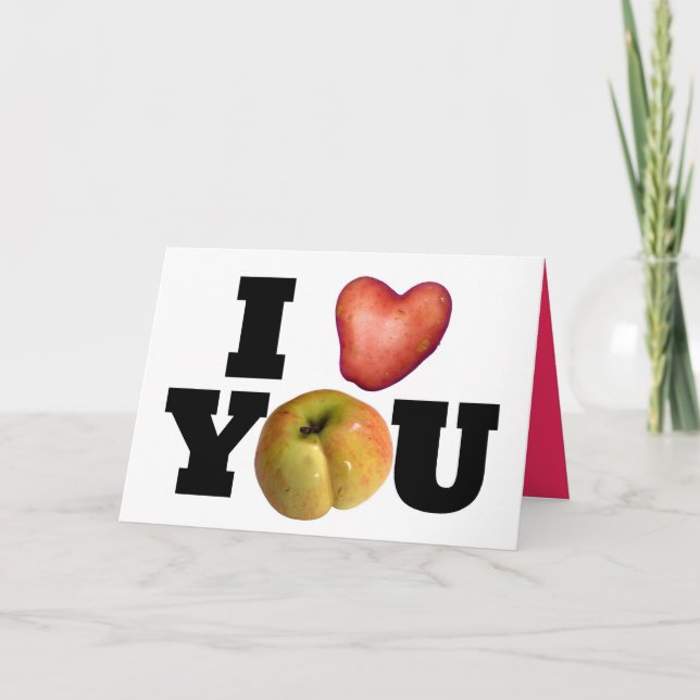 I LOVE YOU Potato Heart Valentine's Day Greeting Holiday Card (Front)