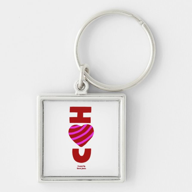 I Love You Premium Square Keychain (Front)