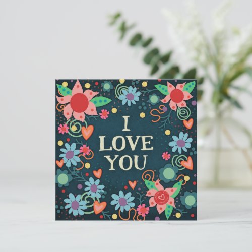 I Love You Pretty Floral Hearts Inspirivity card