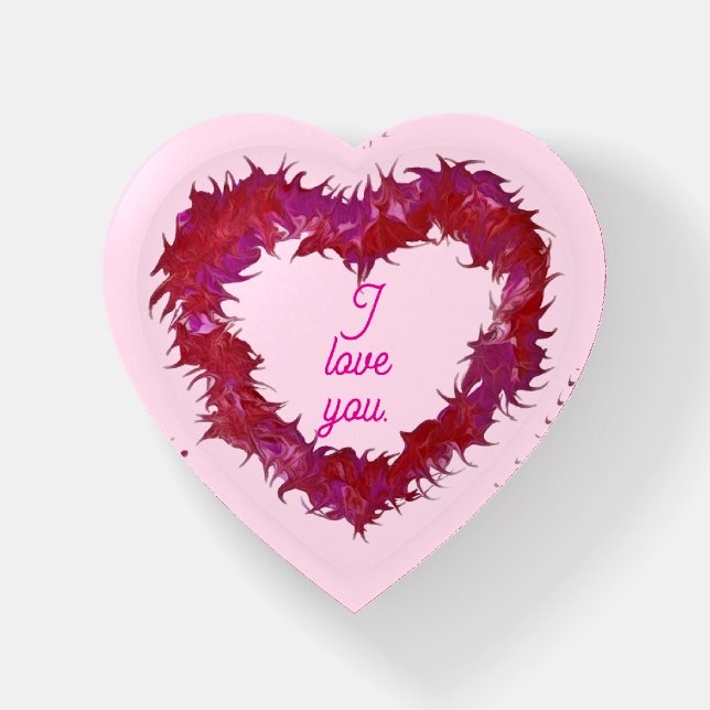 I love you, pretty wispy heart paper weights (Front)