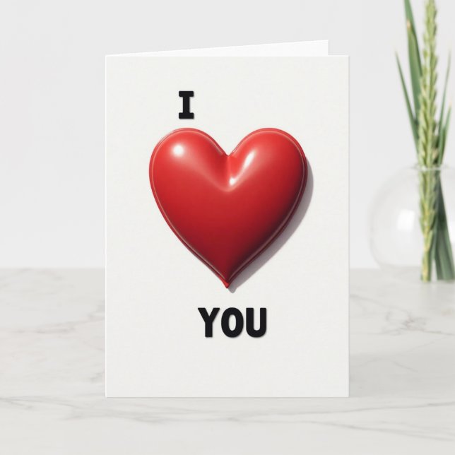 I Love You Puffy Red Heart Card (Front)