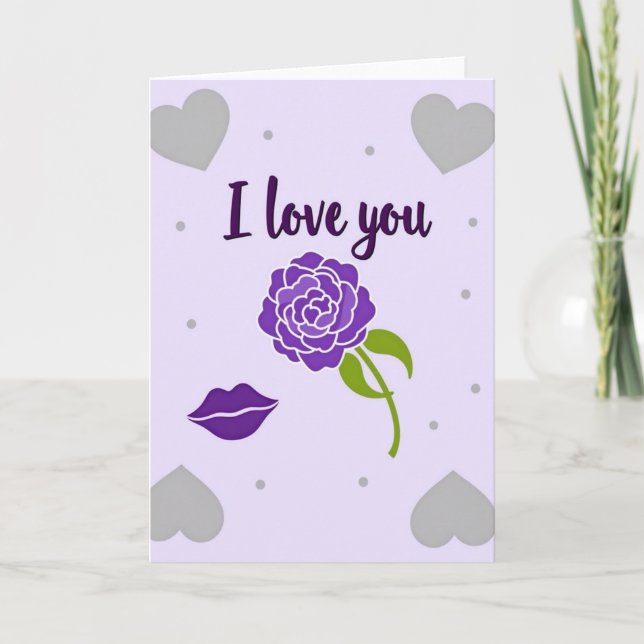 I Love You Purple Rose Card (Front)