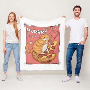 I Love You Purrry Much Funny Cat Lover Gift Fleece Blanket