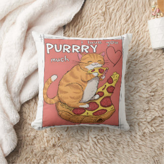I Love You Purrry Much Funny Cat Lover Gift  Throw Pillow