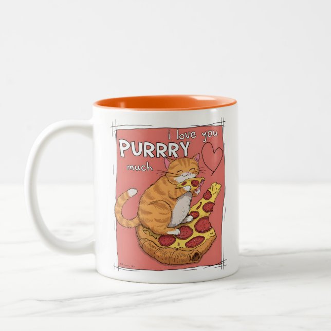I Love You Purrry Much Funny Cat Lover Gift  Two-Tone Coffee Mug (Left)
