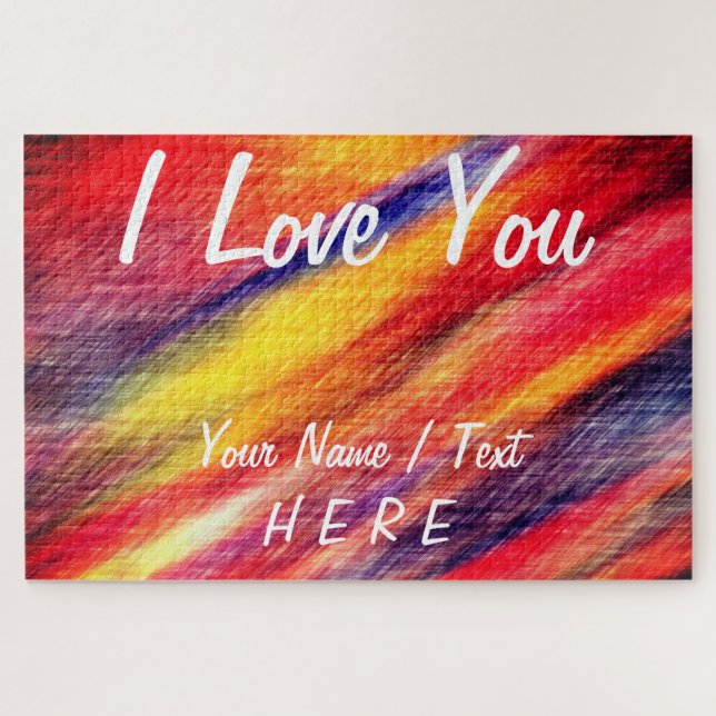 I Love You Puzzle Text Name Romantic Colors Design (Horizontal)