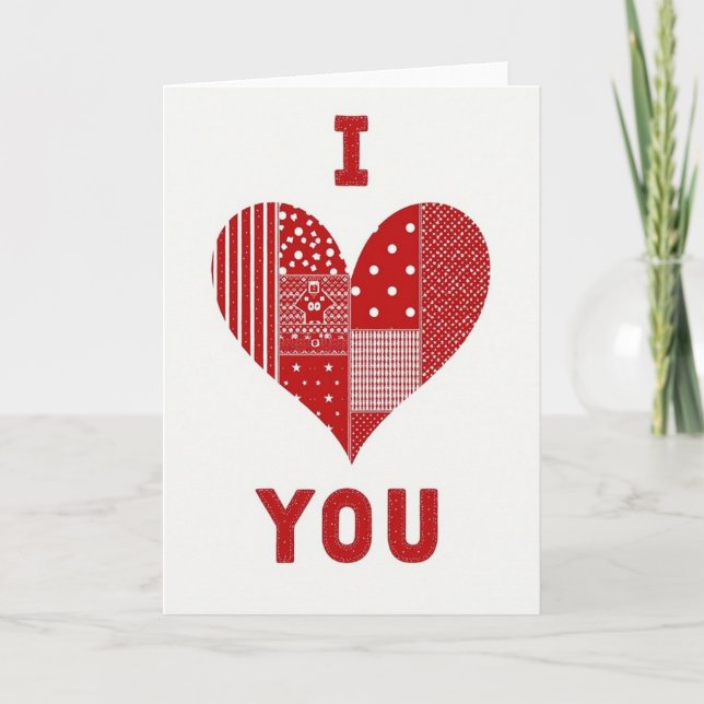I Love You Quilted Heart Card (Front)