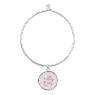 I Love You Quote Charm Bangle Bracelet