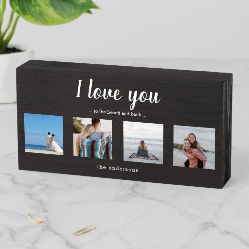 I Love You Quote Couples Photo Collage Wooden Box Sign