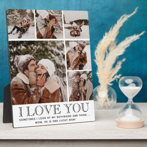 I LOVE YOU  Quote Modern 6 Photo Collage Plaque