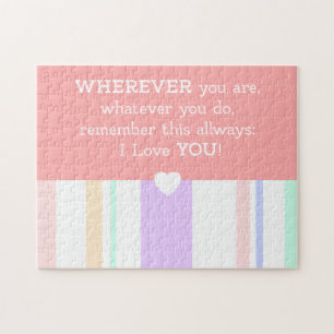 I love you quote saying phrase Pastel Colors Pink Jigsaw Puzzle