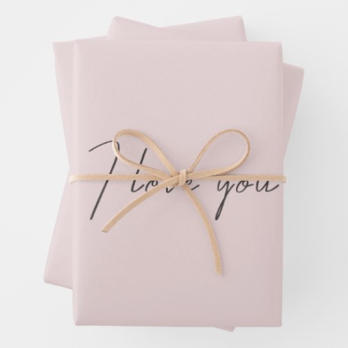 I Love You Quote Wedding Valentines Day Blush Pink Wrapping Paper Sheets