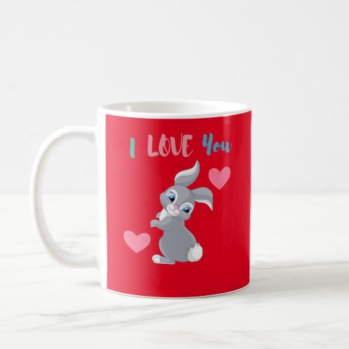 I Love You Rabbit Heart Design Cool Red Cute Women Coffee Mug