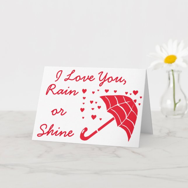 I Love You Rain or Shine Umbrella Hearts Card (Small Plant)