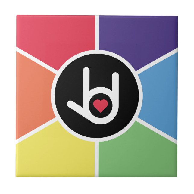 I Love You Rainbow Ceramic Tile (Front)