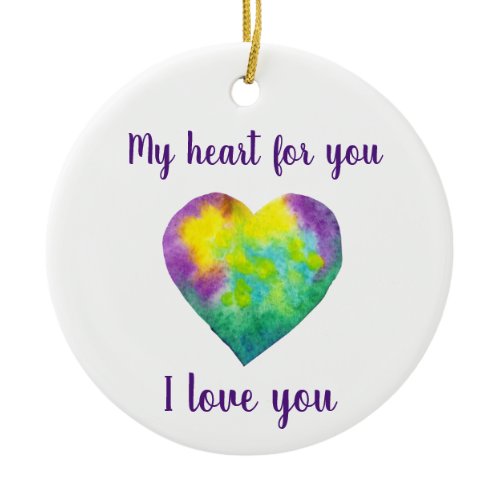 I love you rainbow  heart  Valentine's Day  Ceramic Ornament