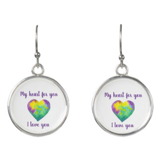 I love you rainbow heart Valentine's Day Earrings