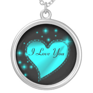 I Love You Rainbow Heart with Stars Silver Plated Necklace