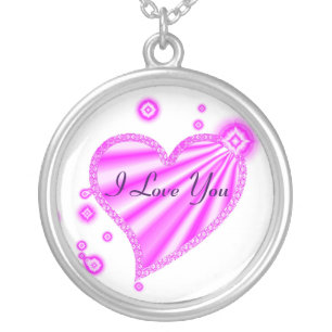 I Love You Rainbow Heart with Stars Silver Plated Necklace