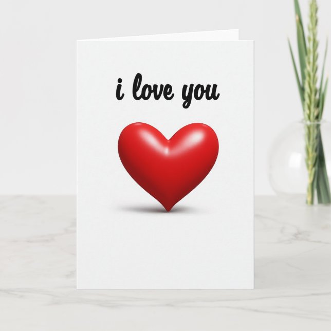 I Love You Red 3D Heart Card (Front)
