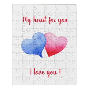 I love you  red and blue heart   Valentine's Day  Jigsaw Puzzle