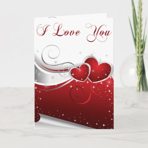 I Love You Red and White Hearts Valentine Card