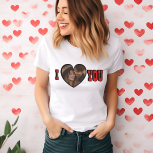 I Love You Red Custom Photo Heart women T-Shirt