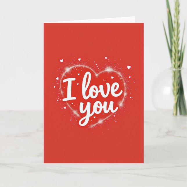 I Love You Red Heart Art Card (Front)