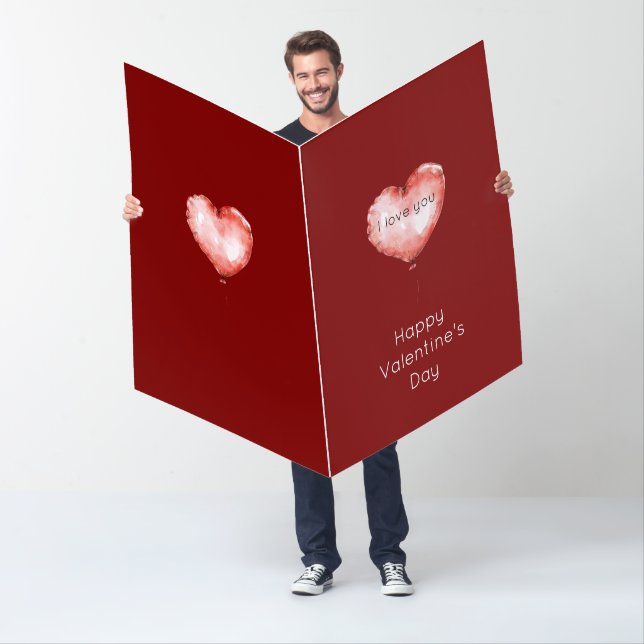 I Love You Red Heart Balloon Valentine's Day Card (In Situ)