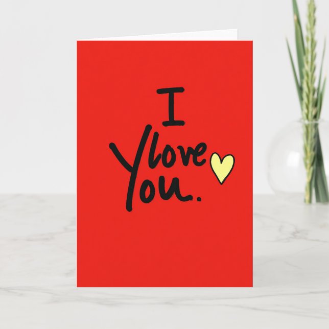 I Love You Red Heart Brush Stroke Card (Front)