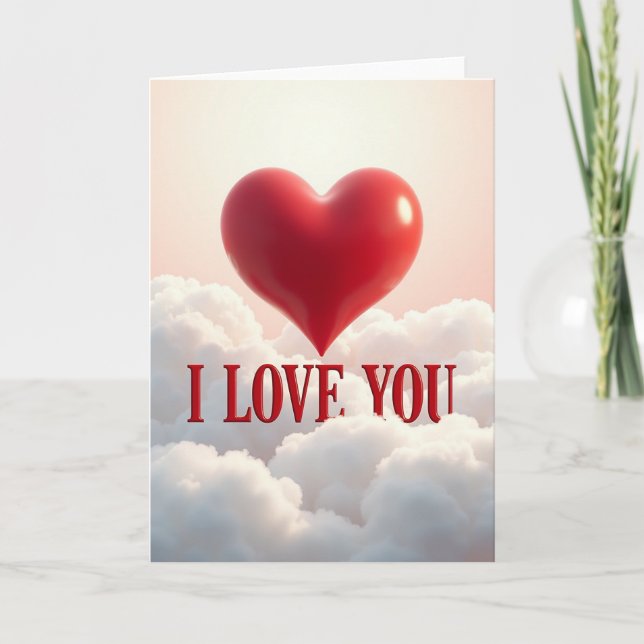 I Love You Red Heart Cloud Card (Front)