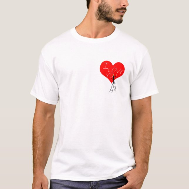 I Love You Red Heart funny chic elegant T-Shirt (Front)